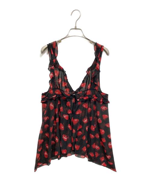 hysterics（ヒステリックス）hysterics (ヒステリックス) スカルベリー フリルキャミ ブラック×レッド サイズ:freeの古着・服飾アイテム