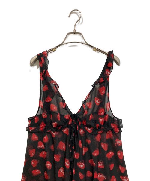 hysterics（ヒステリックス）hysterics (ヒステリックス) スカルベリー フリルキャミ ブラック×レッド サイズ:freeの古着・服飾アイテム
