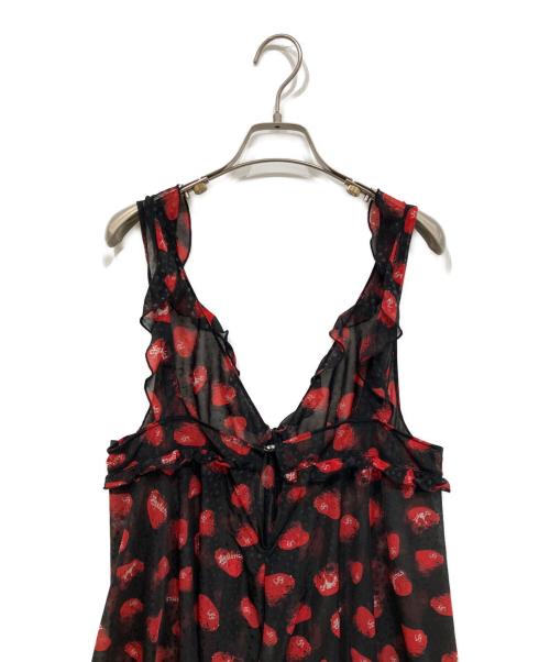 hysterics（ヒステリックス）hysterics (ヒステリックス) スカルベリー フリルキャミ ブラック×レッド サイズ:freeの古着・服飾アイテム