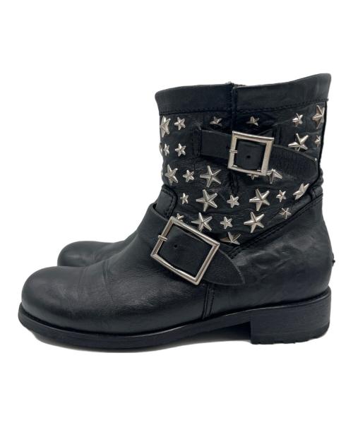 JIMMY CHOO（ジミーチュウ）JIMMY CHOO (ジミーチュウ) スタースタッズエンジニアブーツ ブラック サイズ:SIZE 38の古着・服飾アイテム