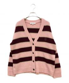 maison kitsune（メゾンキツネ）の古着「ボーダーカーディガン」｜ピンク