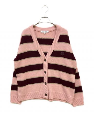 MAISON KITSUNÉ ピンクストライプカーディガン MAISON KITSUNÉ ピンクストライプカーディガン ファッション - メゾン