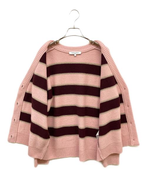maison kitsune（メゾンキツネ）maison kitsune (メゾンキツネ) ボーダーカーディガン ピンク サイズ:Sの古着・服飾アイテム