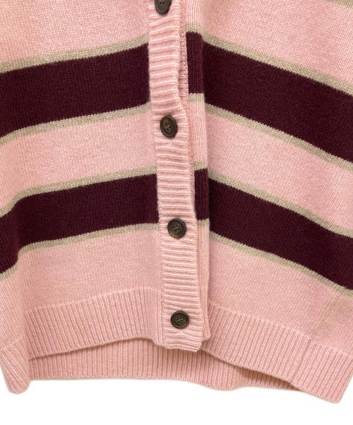 maison kitsune（メゾンキツネ）maison kitsune (メゾンキツネ) ボーダーカーディガン ピンク サイズ:Sの古着・服飾アイテム