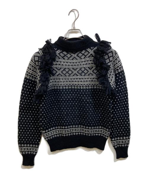 HYKE（ハイク）HYKE (ハイク) NORDIC FRINGE SWEATER ブラック サイズ:SIZE 1の古着・服飾アイテム