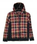 BLACK LABEL CRESTBRIDGEブラックレーベル クレストブリッジ）の古着「チェック柄ジップアップパーカー」｜ボルドー