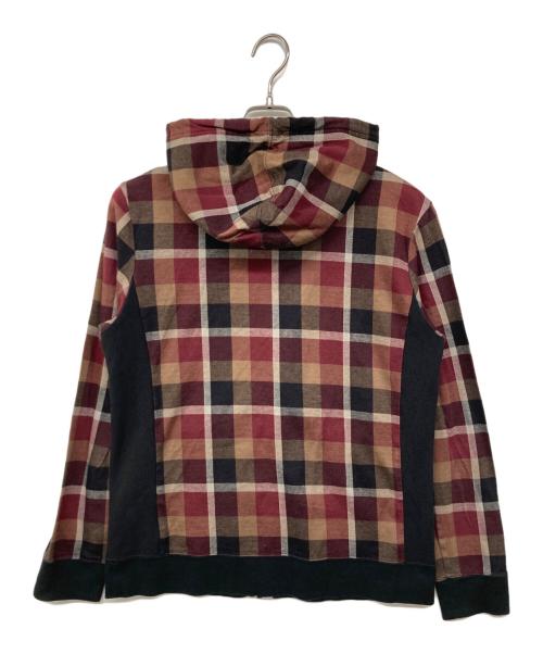 BLACK LABEL CRESTBRIDGE（ブラックレーベル クレストブリッジ）BLACK LABEL CRESTBRIDGE (ブラックレーベル クレストブリッジ) チェック柄ジップアップパーカー ボルドー サイズ:Lの古着・服飾アイテム