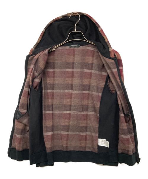 BLACK LABEL CRESTBRIDGE（ブラックレーベル クレストブリッジ）BLACK LABEL CRESTBRIDGE (ブラックレーベル クレストブリッジ) チェック柄ジップアップパーカー ボルドー サイズ:Lの古着・服飾アイテム