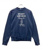Sporty & Richスポーティーアンドリッチ）の古着「USA製プリントスウェット」｜ネイビー