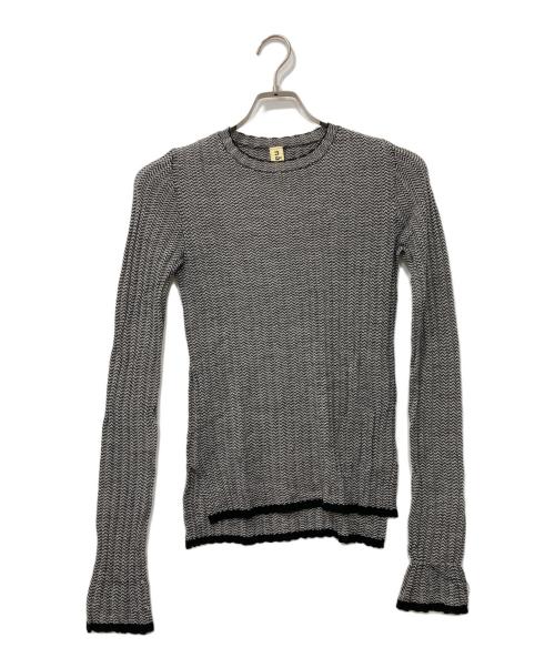 nagonstans（ナゴンスタンス）nagonstans (ナゴンスタンス) ヘリンボーンリブニット ブラック サイズ:38の古着・服飾アイテム