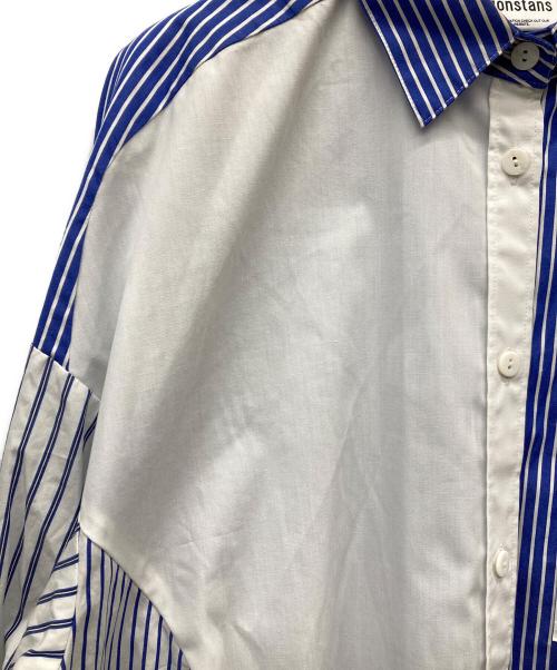 nagonstans（ナゴンスタンス）nagonstans (ナゴンスタンス) Stripe MIX egg ドレープシャツ ブルー×ホワイト サイズ:Mの古着・服飾アイテム