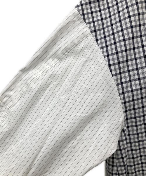 nagonstans（ナゴンスタンス）nagonstans (ナゴンスタンス) タイプライターcheck 立体スリーブシャツ ブラック×ホワイト サイズ:Mの古着・服飾アイテム