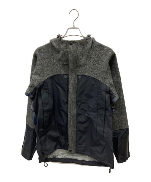 Aquascutum（アクアスキュータム）Aquascutum (アクアスキュータム) Harris Tweed (ハリスツイード) 切替ジャケット グレー サイズ:38の古着・服飾アイテム