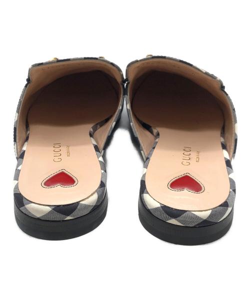 GUCCI（グッチ）GUCCI (グッチ) ホースビットギンガムチェックミュール ブラック×ホワイト サイズ:36の古着・服飾アイテム