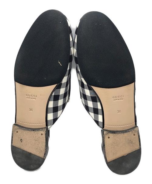 GUCCI（グッチ）GUCCI (グッチ) ホースビットギンガムチェックミュール ブラック×ホワイト サイズ:36の古着・服飾アイテム