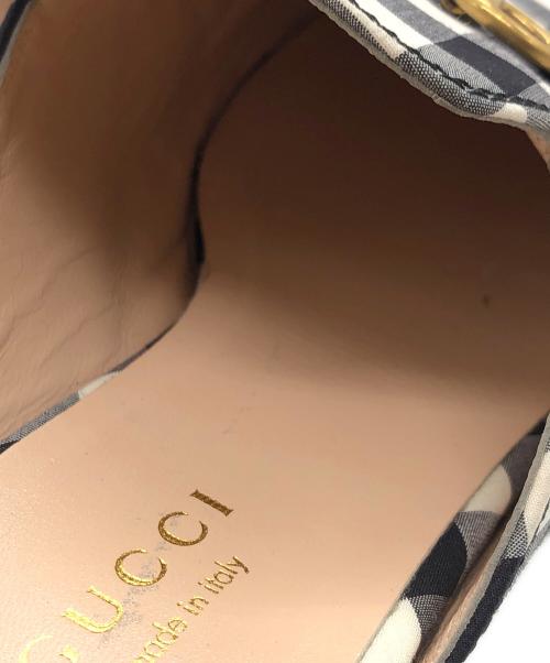 GUCCI（グッチ）GUCCI (グッチ) ホースビットギンガムチェックミュール ブラック×ホワイト サイズ:36の古着・服飾アイテム
