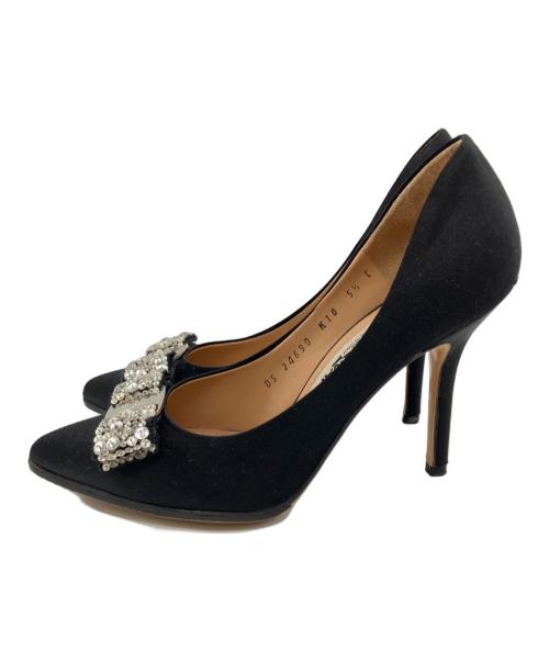 Salvatore Ferragamo（サルヴァトーレ フェラガモ）Salvatore Ferragamo (サルヴァトーレ フェラガモ) ヒールパンプス ブラック サイズ:5　1/2の古着・服飾アイテム