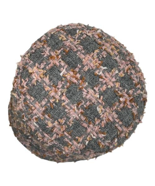 CHANEL（シャネル）CHANEL (シャネル) ココマーク金具付 リボンツイード バケットハット ピンク×グレー サイズ:Mの古着・服飾アイテム