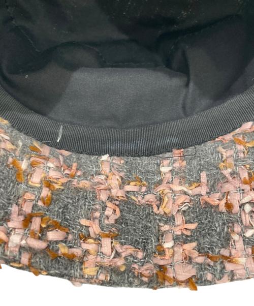 CHANEL（シャネル）CHANEL (シャネル) ココマーク金具付 リボンツイード バケットハット ピンク×グレー サイズ:Mの古着・服飾アイテム