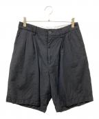 UNIVERSAL PRODUCTS.ユニバーサルプロダクツ）の古着「2TUCK SUMMER WOOL EASY SHORTS」｜ブラック