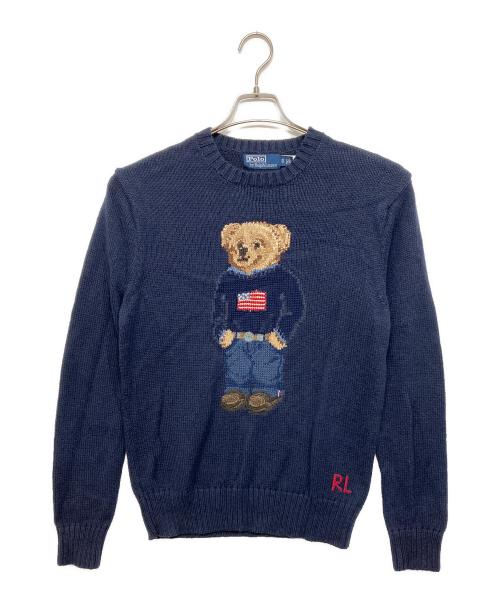 POLO RALPH LAUREN（ポロ・ラルフローレン）POLO RALPH LAUREN (ポロ・ラルフローレン) クルーネックニット ネイビー サイズ:XSの古着・服飾アイテム