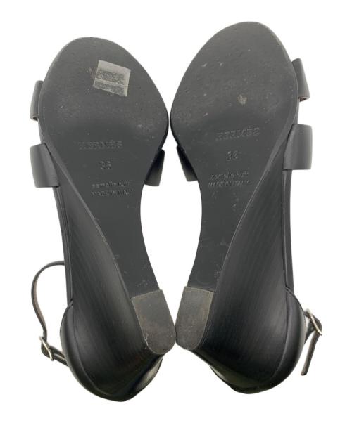 HERMES（エルメス）HERMES (エルメス) Ｈロゴウェッジソールサンダル ブラック サイズ:36の古着・服飾アイテム