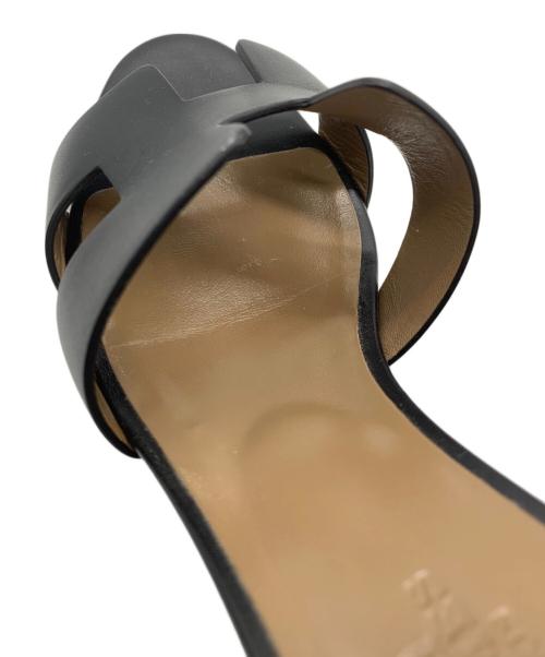 HERMES（エルメス）HERMES (エルメス) Ｈロゴウェッジソールサンダル ブラック サイズ:36の古着・服飾アイテム