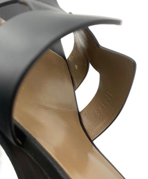 HERMES（エルメス）HERMES (エルメス) Ｈロゴウェッジソールサンダル ブラック サイズ:36の古着・服飾アイテム