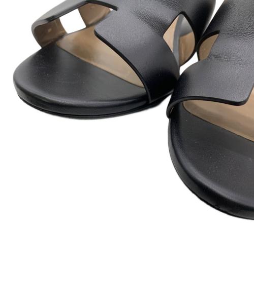 HERMES（エルメス）HERMES (エルメス) Ｈロゴウェッジソールサンダル ブラック サイズ:36の古着・服飾アイテム