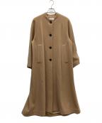 CLANEクラネ）の古着「ノーカラー フレア コート」｜ブラウン