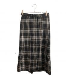 Yohji Yamamoto collections（ヨウジヤマモトコレクションズ）の古着「PLAID SERGE BACKSIDE SLIT SKIRT」｜ブラック×ホワイト