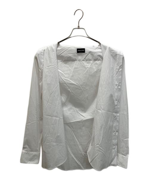GIORGIO ARMANI（ジョルジョアルマーニ）GIORGIO ARMANI (ジョルジョアルマーニ) ストレッチファブリックシャツ カラーステイ付き ホワイト サイズ:40の古着・服飾アイテム