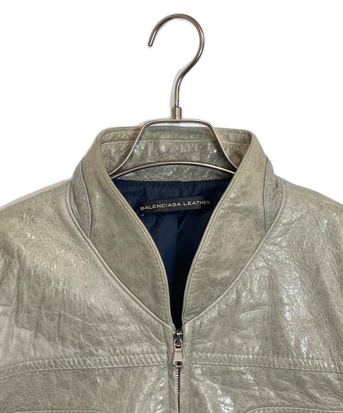 BALENCIAGA（バレンシアガ）BALENCIAGA (バレンシアガ) ゴートレザージャケット ライトグレー サイズ:38の古着・服飾アイテム