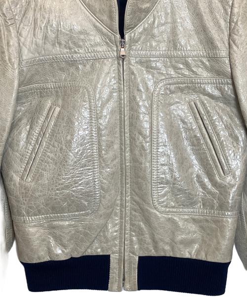 BALENCIAGA（バレンシアガ）BALENCIAGA (バレンシアガ) ゴートレザージャケット ライトグレー サイズ:38の古着・服飾アイテム