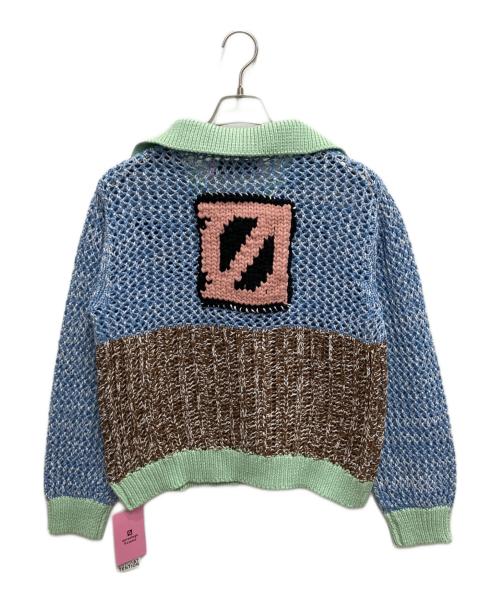 ANREALAGE HOMME（アンリアレイジオム）anrealage homme (アンリアレイジオム) HAND KNIT WAPPEN SOCCER SHIRTS(ハンドニットワッペンサッカーシャツ) グリーン×ブルー サイズ:46の古着・服飾アイテム