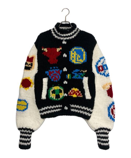 ANREALAGE HOMME（アンリアレイジオム）anrealage homme (アンリアレイジオム) KNIT BASKET BALL JUMPER ブラック×ホワイト サイズ:Freeの古着・服飾アイテム