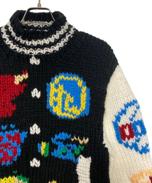 ANREALAGE HOMME（アンリアレイジオム）anrealage homme (アンリアレイジオム) KNIT BASKET BALL JUMPER ブラック×ホワイト サイズ:Freeの古着・服飾アイテム