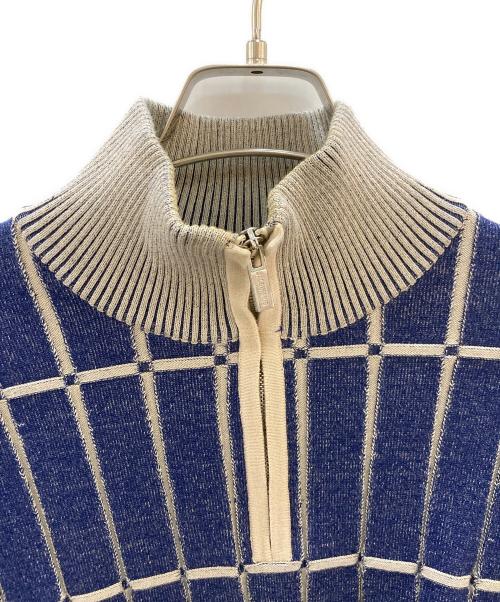 jacquemus（ジャックムス）jacquemus (ジャックムス) ウールニットジップアップニット ネイビー×ベージュ サイズ:Mの古着・服飾アイテム