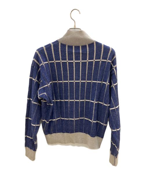 jacquemus（ジャックムス）jacquemus (ジャックムス) ウールニットジップアップニット ネイビー×ベージュ サイズ:Mの古着・服飾アイテム