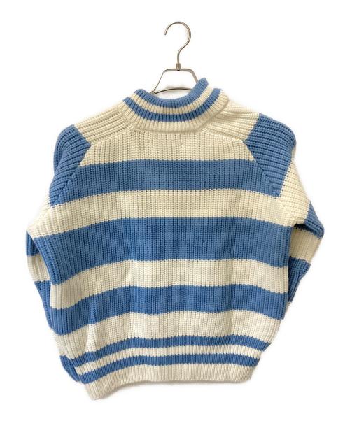 S.S.DALEY（エス・エス・ダイリー）S.S.DALEY (エス・エス・ダイリー) Lawrence Tie-Neck Merino Sweater ブルー×ホワイト サイズ:Mの古着・服飾アイテム