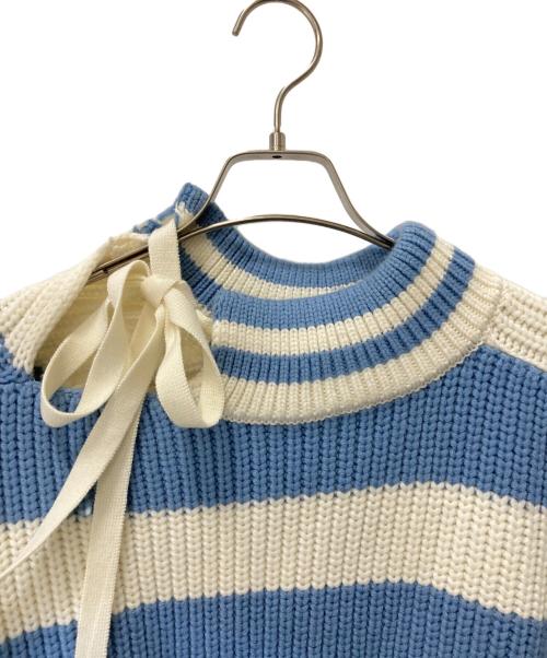 S.S.DALEY（エス・エス・ダイリー）S.S.DALEY (エス・エス・ダイリー) Lawrence Tie-Neck Merino Sweater ブルー×ホワイト サイズ:Mの古着・服飾アイテム