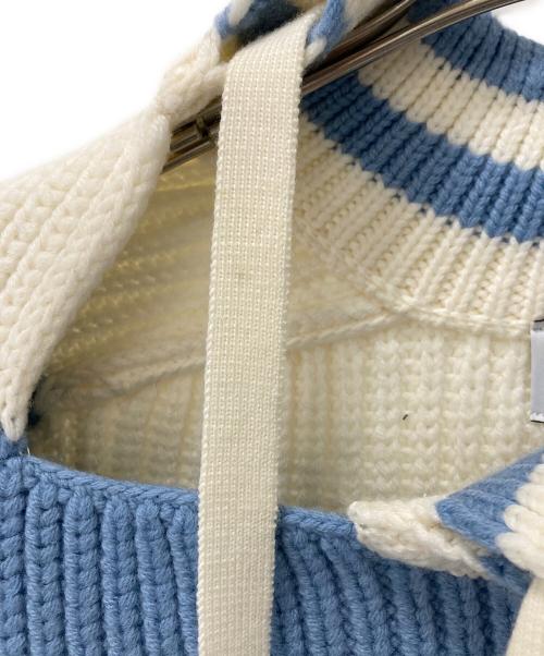 S.S.DALEY（エス・エス・ダイリー）S.S.DALEY (エス・エス・ダイリー) Lawrence Tie-Neck Merino Sweater ブルー×ホワイト サイズ:Mの古着・服飾アイテム