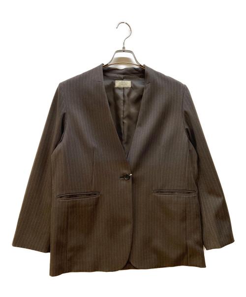 JOURNAL STANDARD relume（ジャーナルスタンダード レリューム）JOURNAL STANDARD relume (ジャーナルスタンダード レリューム) ウーリッシュツイルノーカラージャケット ブラウン サイズ:38 未使用品の古着・服飾アイテム