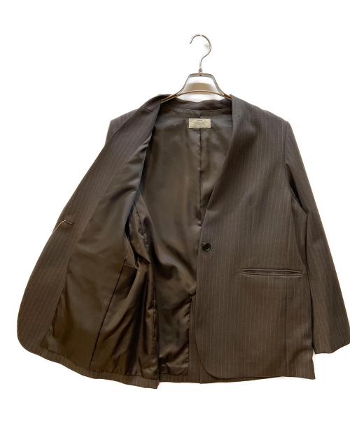 JOURNAL STANDARD relume（ジャーナルスタンダード レリューム）JOURNAL STANDARD relume (ジャーナルスタンダード レリューム) ウーリッシュツイルノーカラージャケット ブラウン サイズ:38 未使用品の古着・服飾アイテム