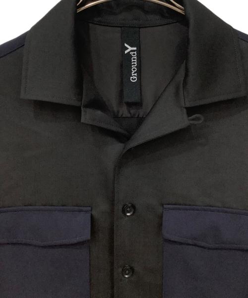 GROUND Y（グラウンドワイ）GROUND Y (グラウンドワイ) ウールコート ブラック×ネイビー サイズ:3の古着・服飾アイテム