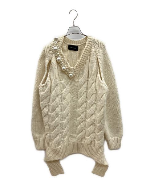 Simone Rocha（シモーネ ロシャ）Simone Rocha (シモーネ ロシャ) パール装飾ケーブルニット アイボリー サイズ:XSの古着・服飾アイテム