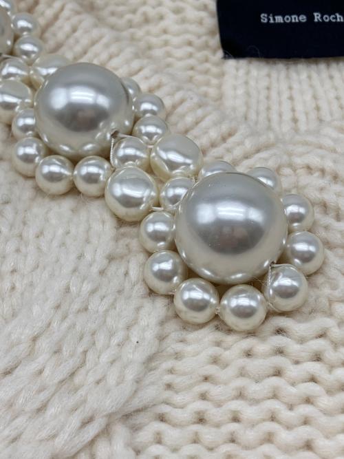 Simone Rocha（シモーネ ロシャ）Simone Rocha (シモーネ ロシャ) パール装飾ケーブルニット アイボリー サイズ:XSの古着・服飾アイテム