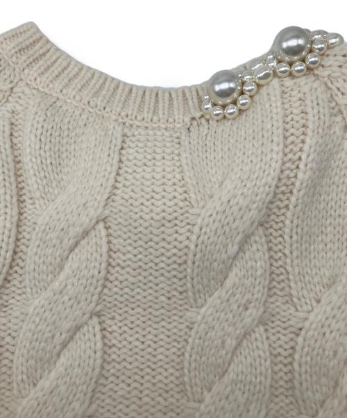 Simone Rocha（シモーネ ロシャ）Simone Rocha (シモーネ ロシャ) パール装飾ケーブルニット アイボリー サイズ:XSの古着・服飾アイテム