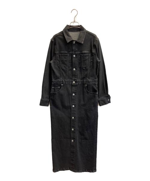 Whim Gazette（ウィムガゼット）Whim Gazette (ウィムガゼット) ストレッチデニムワンピース ブラック サイズ:FREEの古着・服飾アイテム