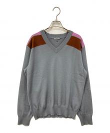 LANVIN（ランバン）の古着「Vネックニット」｜グレー×ブラウン